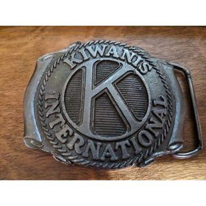 Kiwanis International Club Pewter Belt Buckle Insignia Logo 1970s-1980s